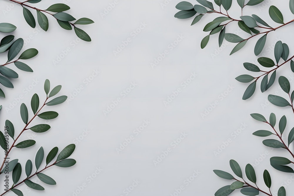 Green leaves frame on white background. Green leaves frame on white background.