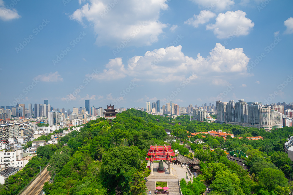 Summer scenery of Yellow Crane Tower Park in Wuhan