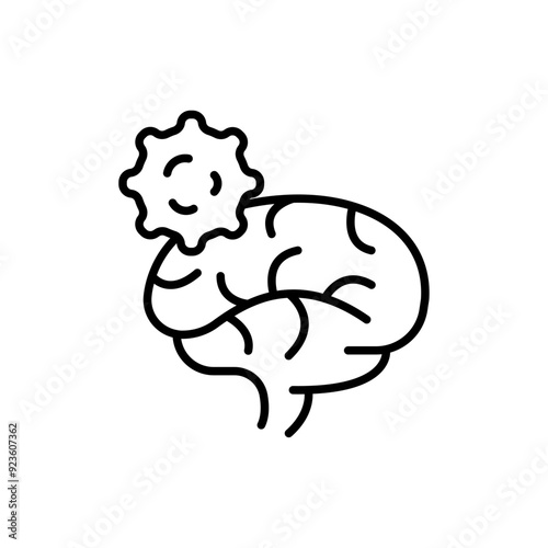 Brain Cancer outline icons, minimalist vector illustration ,simple transparent graphic element .Isolated on white background