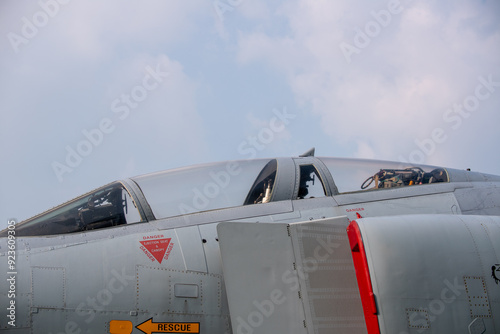 This is a picture of the boarding seat of a fighter at the airport. 