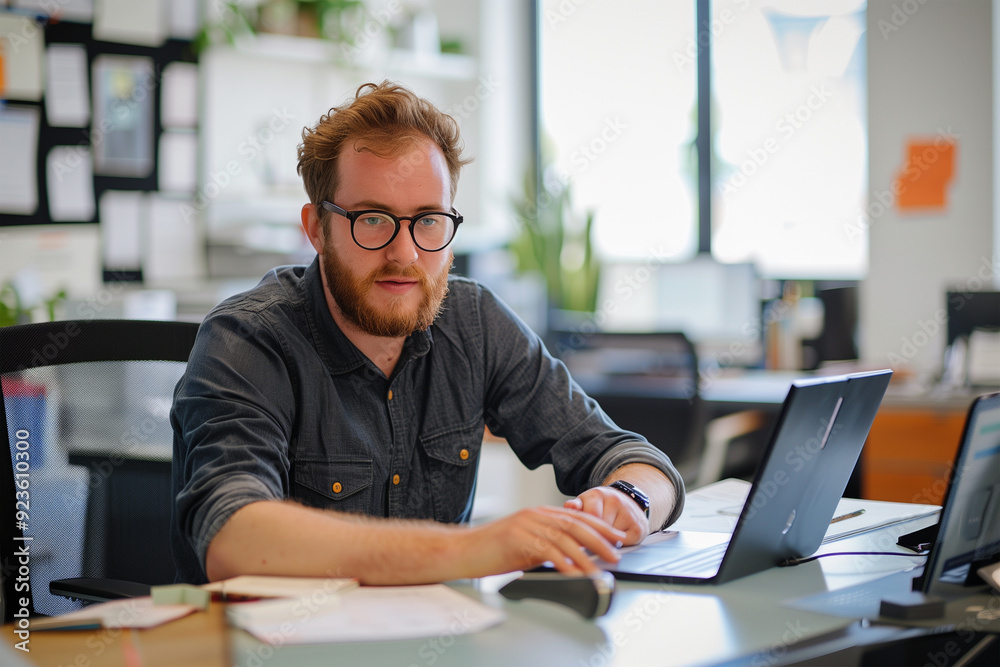 Young business employee working in modern office Young business employee working in modern office