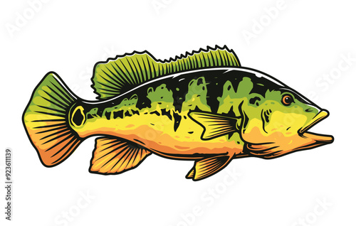 Peacock bass fish vector drawing