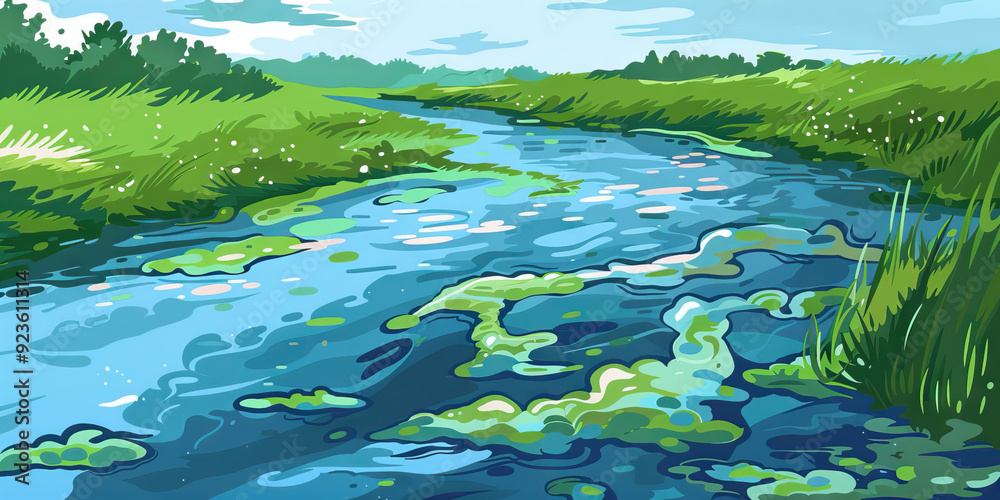 Water pollution is the tainted stream of contamination, endangering aquatic life and human health: Picture water pollution as a polluted river, symbolizing the harm caused by the release Water pollution is the tainted stream of contamination, endangering aquatic life and human health: Picture water pollution as a polluted river, symbolizing the harm caused by the release