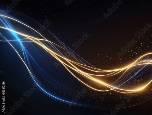 Abstract Glowing Lines and Particles on a Black Background