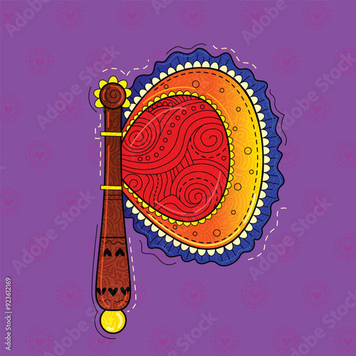 vector illustration of desi (indian) art style indian hand fan.