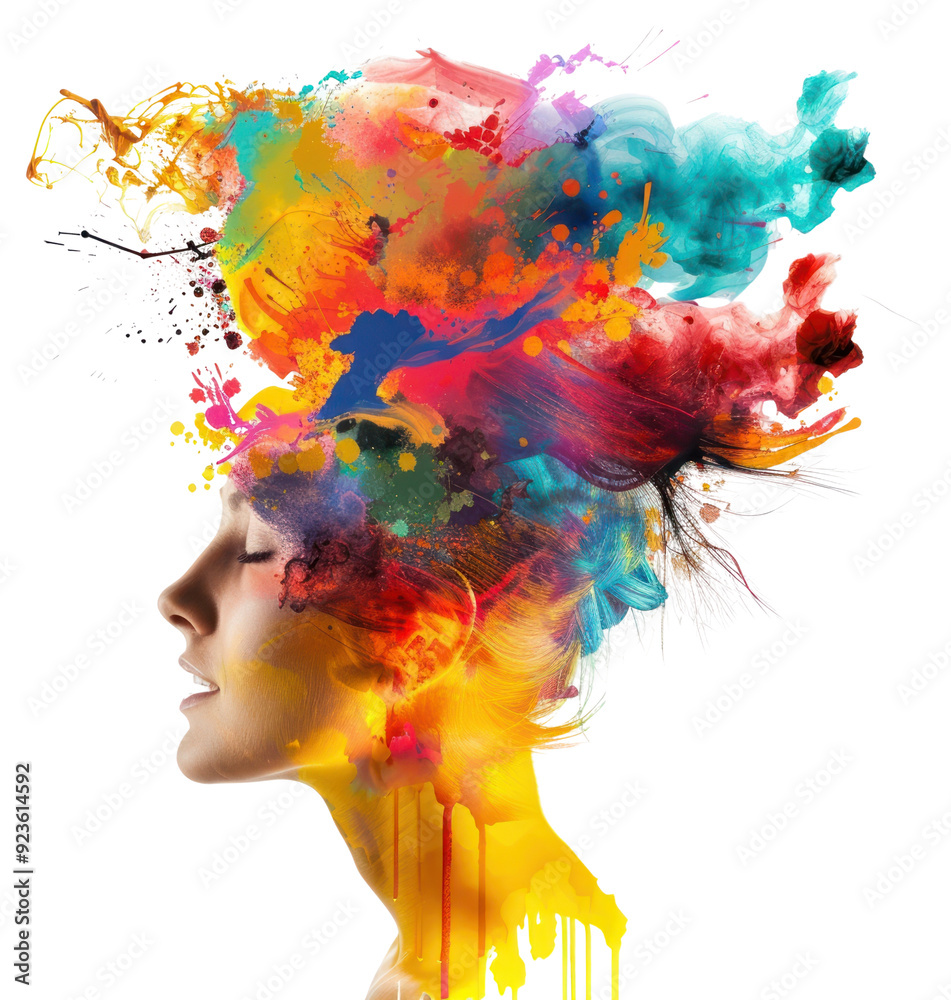 Fototapeta premium PNG Colorful abstract artistic portrait, transparent background