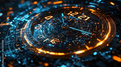 Wallpaper Mural Holographic Digital Clock Abstraction Visualizing Time Perception Torontodigital.ca