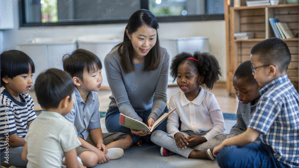 Asian teacher teach in international preschool Asian teacher teach in international preschool