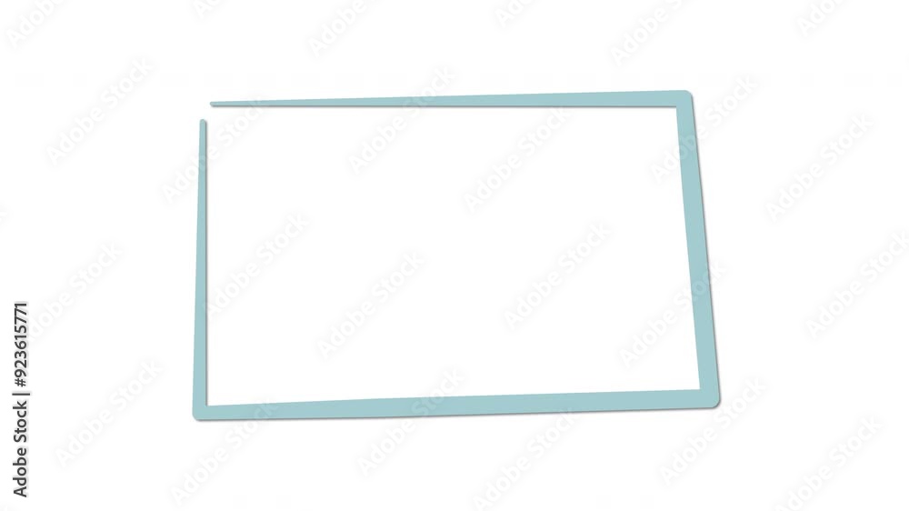 Rectangular, square frame, self drawing animation. Blue line animated on white background. Rectangular, square frame, self drawing animation. Blue line animated on white background.