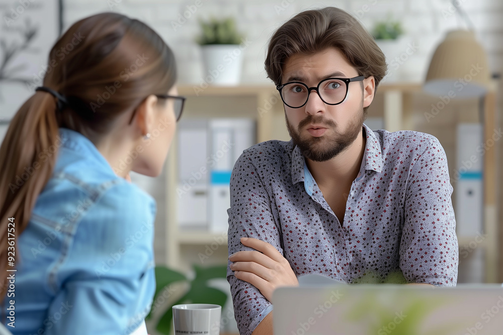 Young business employee working in modern office