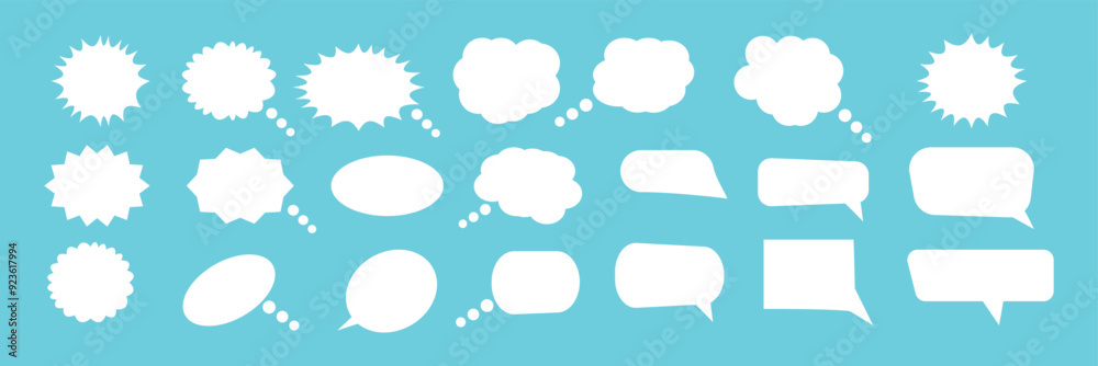 set of speech bubbles or dream clouds for dialog. Blank empty vector white speech bubbles. Speak bubble text, chat or massage box. set of speech bubbles or dream clouds for dialog. Blank empty vector white speech bubbles. Speak bubble text, chat or massage box.