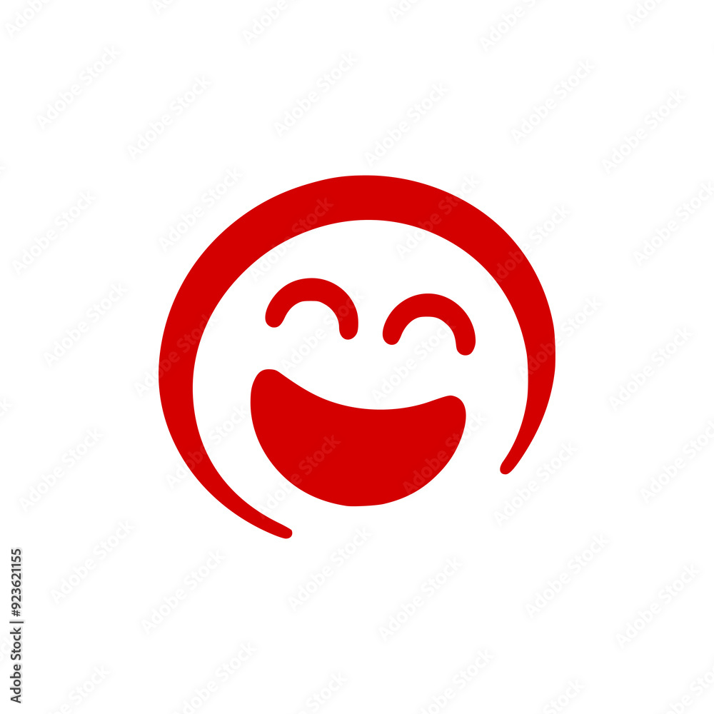 red happy smile face logo vector illustration template design