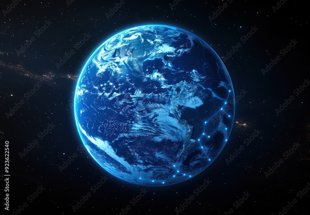 Obraz premium Earth with Glowing Network Connections