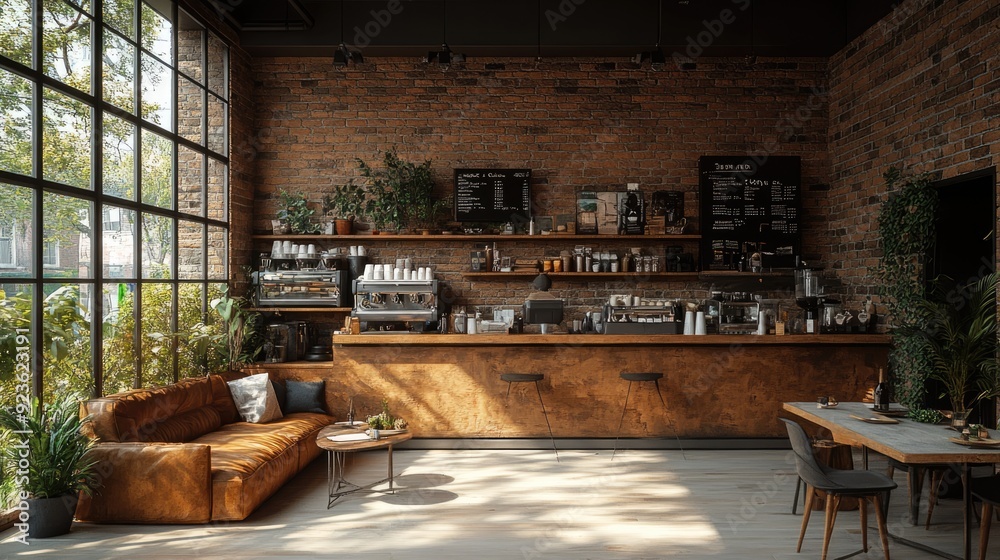 Cozy Industrial Cafe with Brick Walls and Natural Light Cozy Industrial Cafe with Brick Walls and Natural Light
