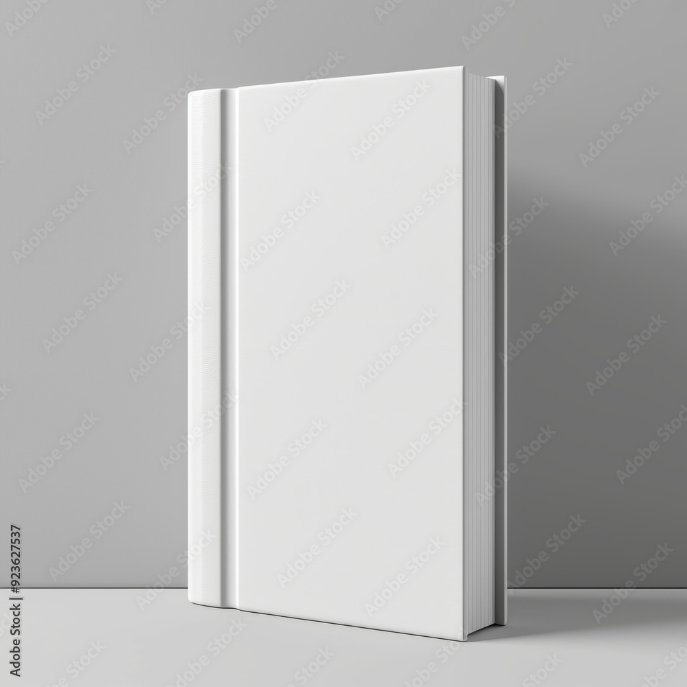 Blank white book cover mockup on grey background, template advertising or presentation Blank white book cover mockup on grey background, template advertising or presentation