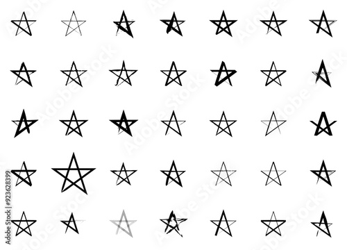 Set Of Linear Star Strokes Collection Vector Symbols Apps, Websites Ui Designs Suitable For Geometry,V,Shape,Grunge,Star Vector Icons Illustration Collection