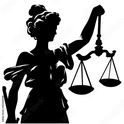 themis with scales of justice and law, Elegant depiction of Themis, goddess of justice, holding scales and a sword. A timeless symbol of fairness, law, and unwavering judgment