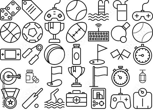 A Collection Of Sports And Games Vector Symbols Apps, Websites Ui Designs Suitable For Game-Controller,Sports,Game,Gamepad,Controller Pictograms And Infographics Design Elements Vector Illustration