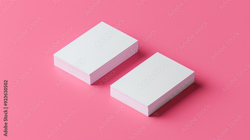 white business cards on a pink background white business cards on a pink background