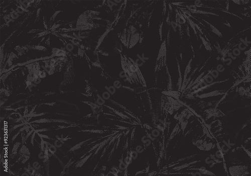 Tropical palm leaf Seamless Vector Illustration pattern isolated on black background. abstract palm leaves design for use all of fabric print wrapping paper and others. All over design ready to print.
