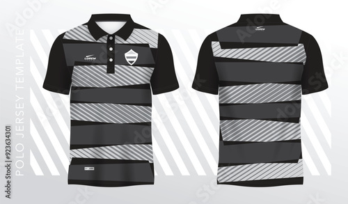 Black polo sport shirt sublimation jersey template design mockup