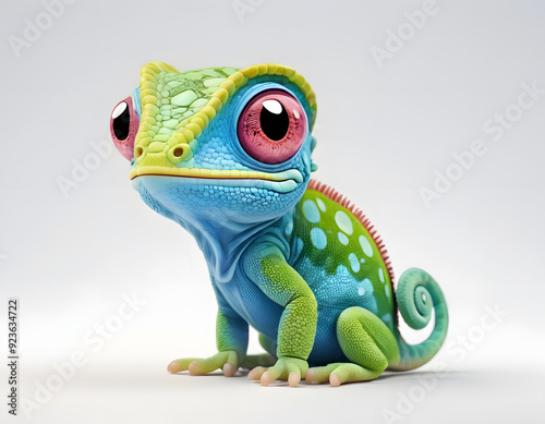 green chameleon with a smile