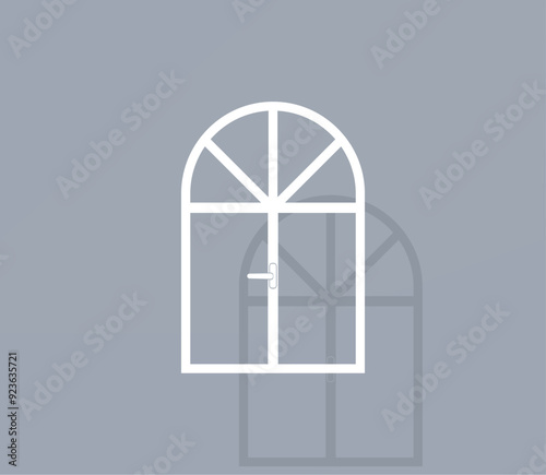 Vector icon of white color with shadow on gray background