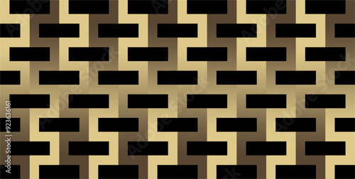The background design is in the form of repeating geometric planes with a combination of brown gold gradations isolated on black