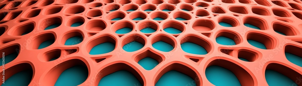 A close up of a patterned orange and blue design