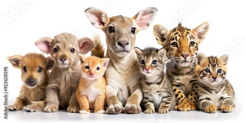 Fototapeta Naklejka Na Ścianę i Meble -  Adorable baby animals with numbers, cute, adorable, animals, numbers, baby, sweet, lovely, small, furry, wildlife, colorful
