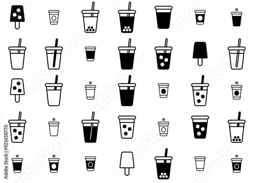 Set Of Linear Many Drinks Many Temps Vector Symbols Apps, Websites Ui Designs Suitable For Drink,Beverage,Coffee,Tea,Cup Set Vector Flat Line Icons