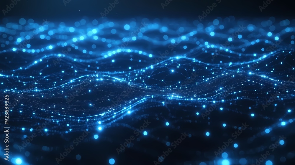 Obraz premium A high-tech 3d digital network, featuring glowing blue lines and interconnected nodes, Generative AI illustration