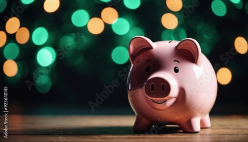  piggybank on bokeh background. Generative ai. AI