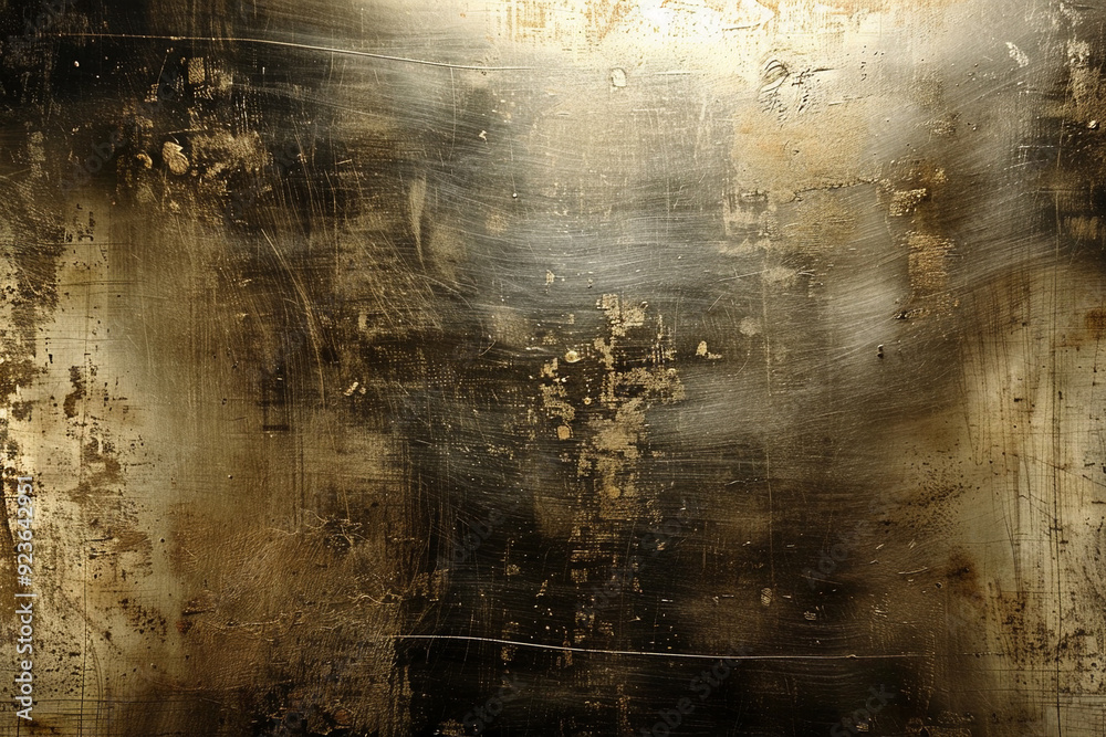 Naklejka premium Textured metal surface displays abstract chaos with blend of colors and captivating patterns