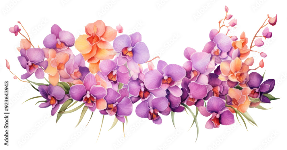 PNG Vibrant orchid floral arrangement illustration PNG Vibrant orchid floral arrangement illustration