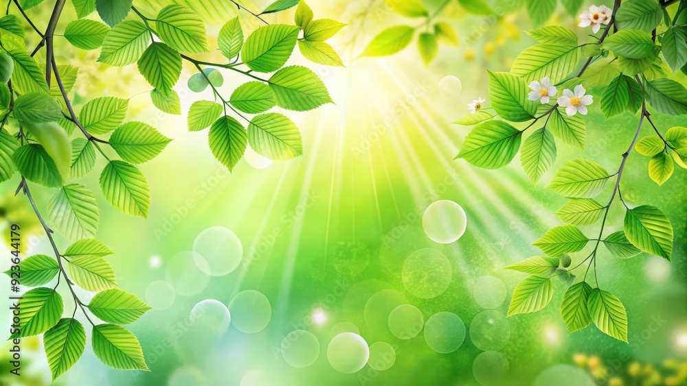 Abstract spring or summer background with fresh green leaves and floral elements, abstract, spring, summer, background, fresh Abstract spring or summer background with fresh green leaves and floral elements, abstract, spring, summer, background, fresh