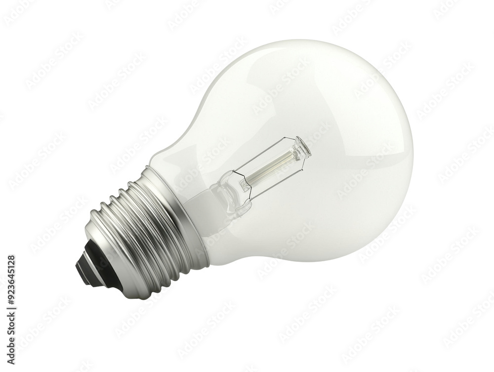 A clear glass light bulb with a metal screw base cut out transparent isolated on white background PNG A clear glass light bulb with a metal screw base cut out transparent isolated on white background PNG