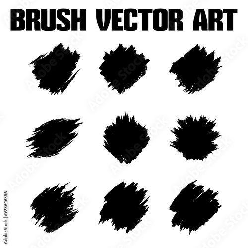 Vector texture collection with black abstract grunge brush style.