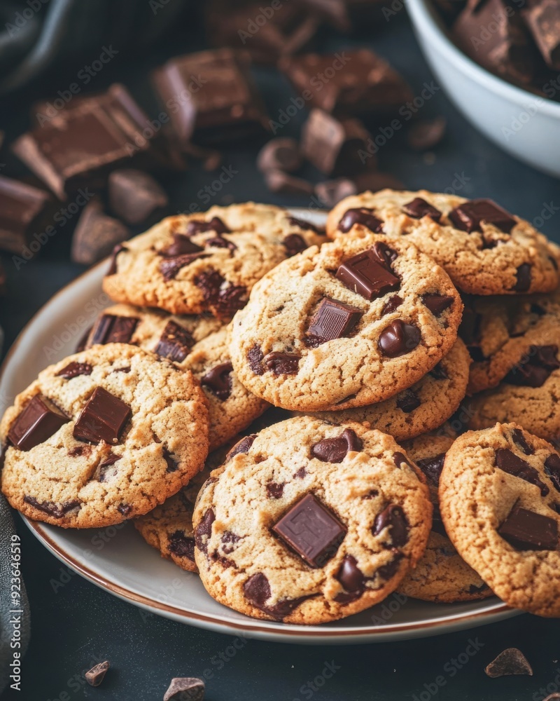 Homemade Chocolate Chip Cookies on a Plate Homemade Chocolate Chip Cookies on a Plate