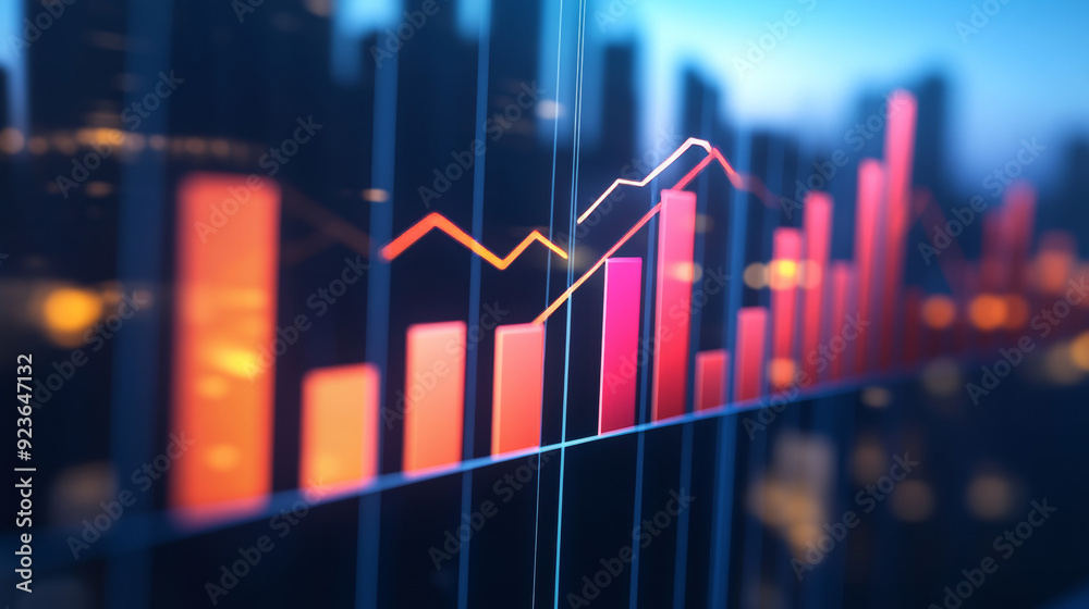 A chart displaying an upward trend, featuring both bars and a trend line to illustrate growth over time or across categories. A chart displaying an upward trend, featuring both bars and a trend line to illustrate growth over time or across categories.