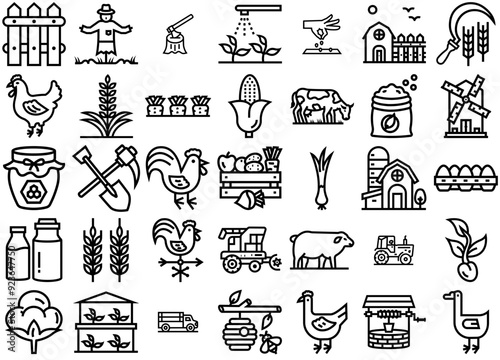 A Collection Of Farming Icons Web Header Banner Design Containing Farming,Plant,Planting,Agriculture,Farm Vector Icons Illustration Collection