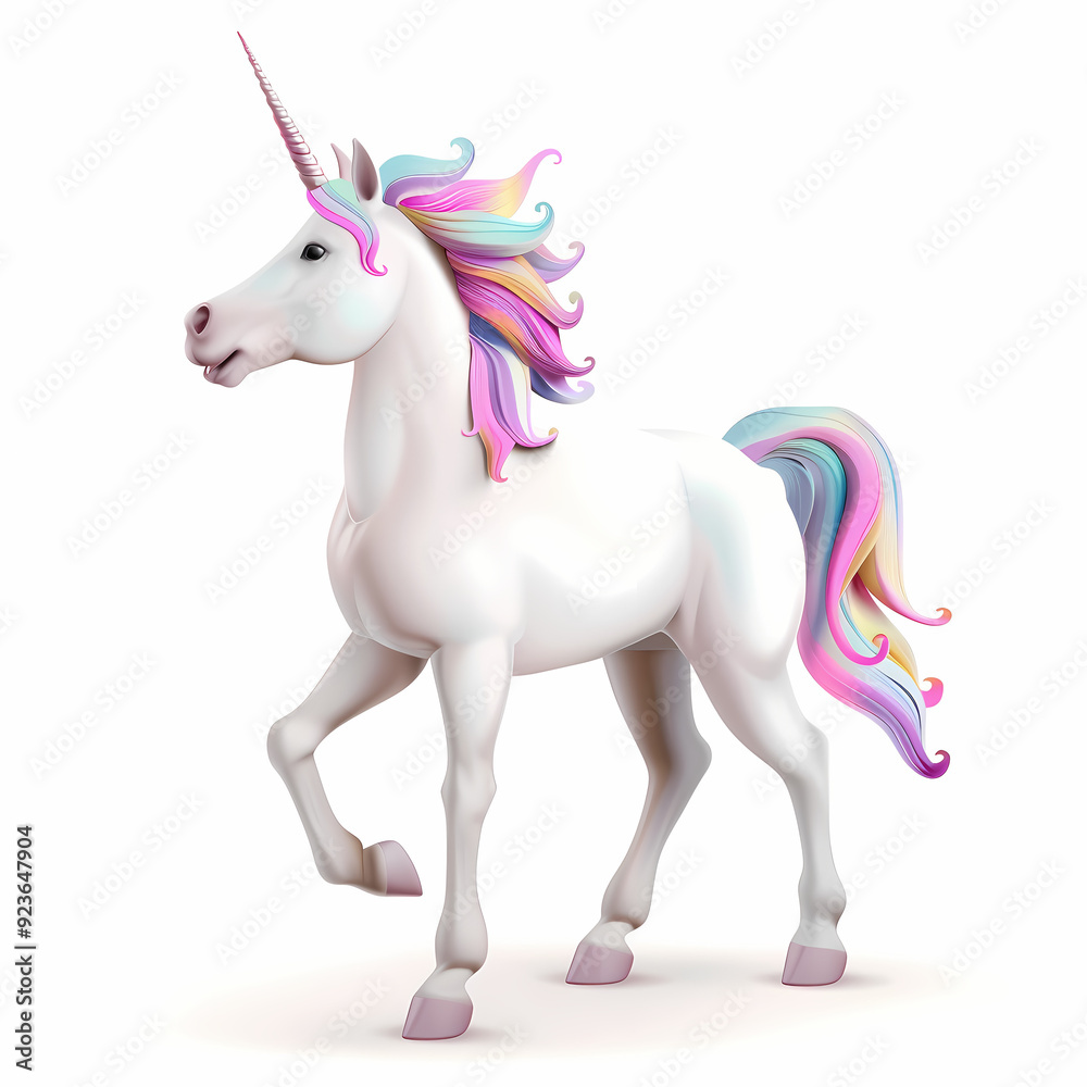 Naklejka premium 3D unicorn in white background vector image