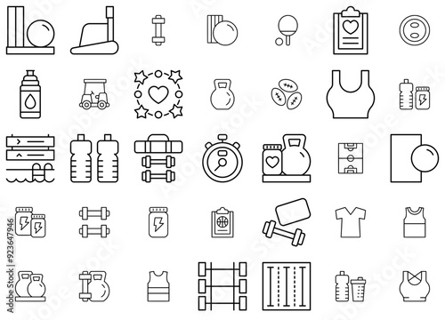 Mega Set Of Vector Exercise Isolated Silhouette Solid Icons With Workout,Fitness,Exercise,Gym,Sport Vector Icon Set Linear Pictogram Pack