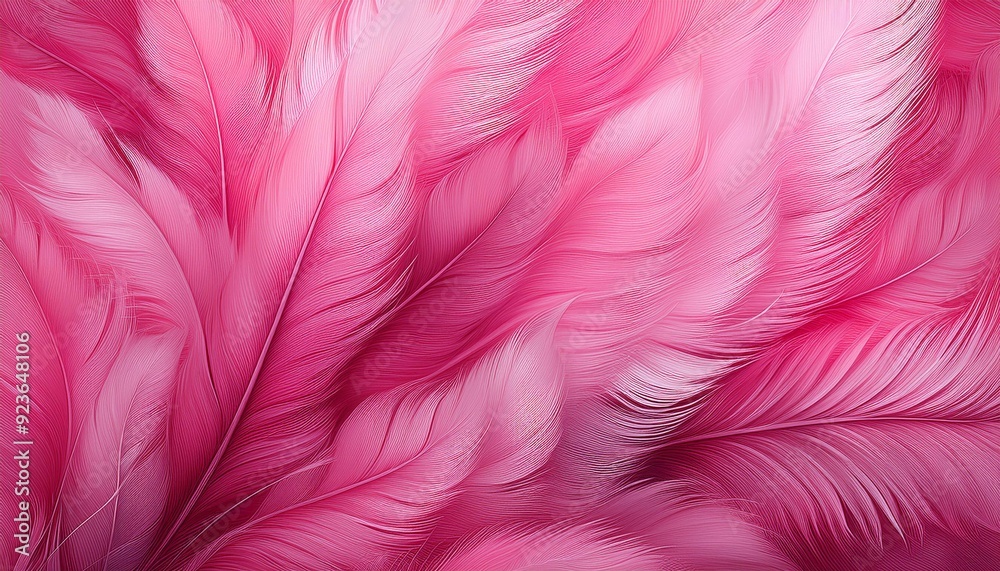Fototapeta premium Flamingo Feather Pattern Focus on a flamingo feather pattern with bright pink hues and delicate lines