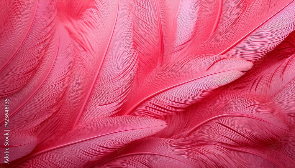 Fototapeta premium Flamingo Feather Pattern Focus on a flamingo feather pattern with bright pink hues and delicate lines
