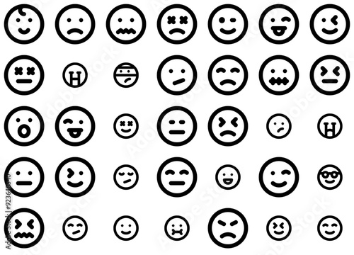 Set Of Emoji Vector Symbols Apps, Websites Ui Designs Suitable For Emoji,Face,Happy,Expression,Emoticon Infographic Simple Vector Illustration Logo