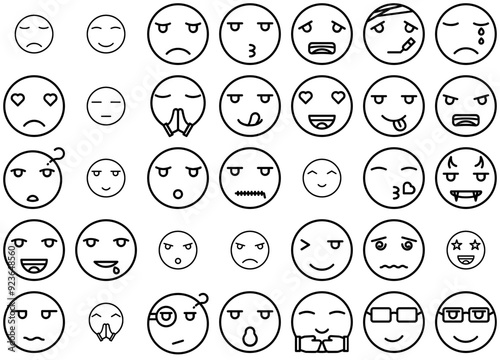 Mega Set Of Vector Emoji Vector Symbols Apps, Websites Ui Designs Suitable For Emoticon,Happy,Emotion,Emoji,Expression Vector Icons Illustration Collection