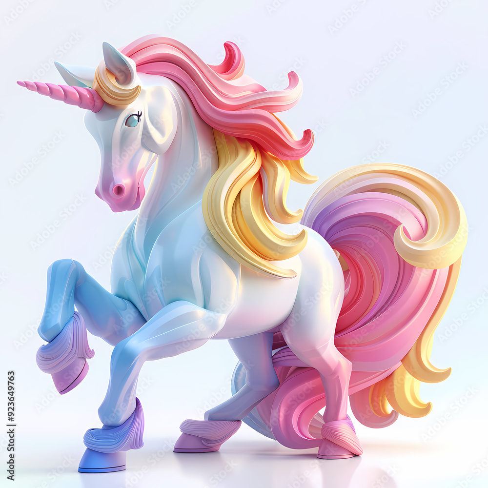 3D unicorn in white background vector image 3D unicorn in white background vector image
