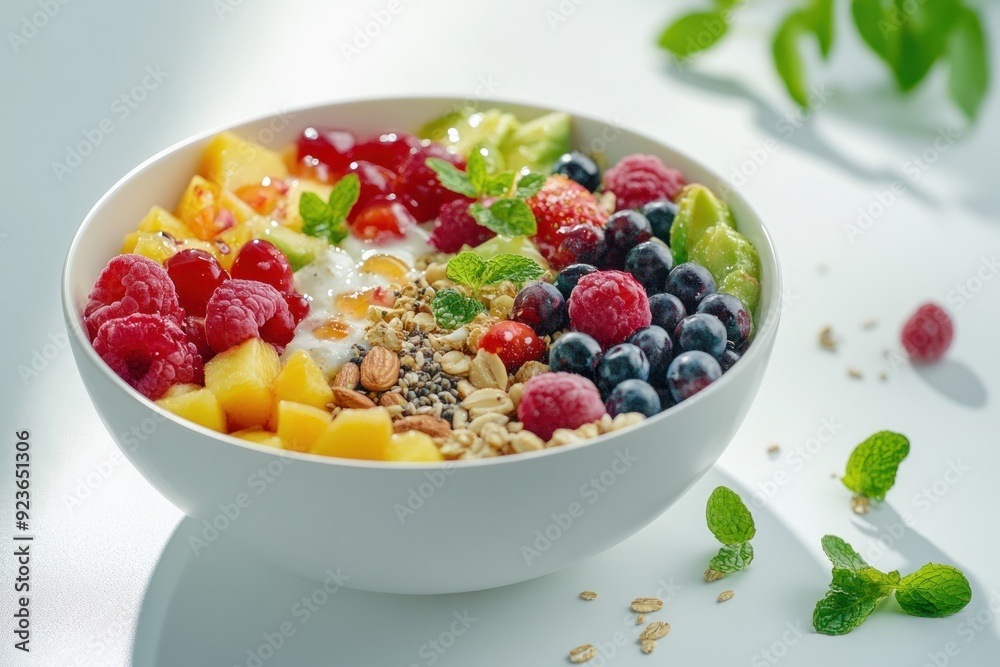 Fruit and Granola Parfait with Yogurt and Mint Fruit and Granola Parfait with Yogurt and Mint