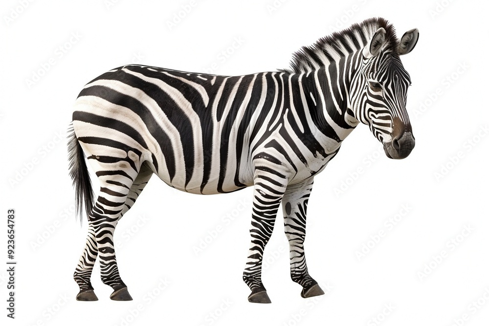 Fototapeta premium Ein Zebra isoliert auf weißem Hintergrund